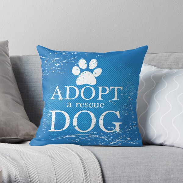 Adopt a Rescue Dog Pawprint Throw Pillow
