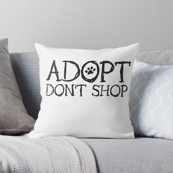 Adopt Don't Shop Fun Paw Print Font Throw Pillow