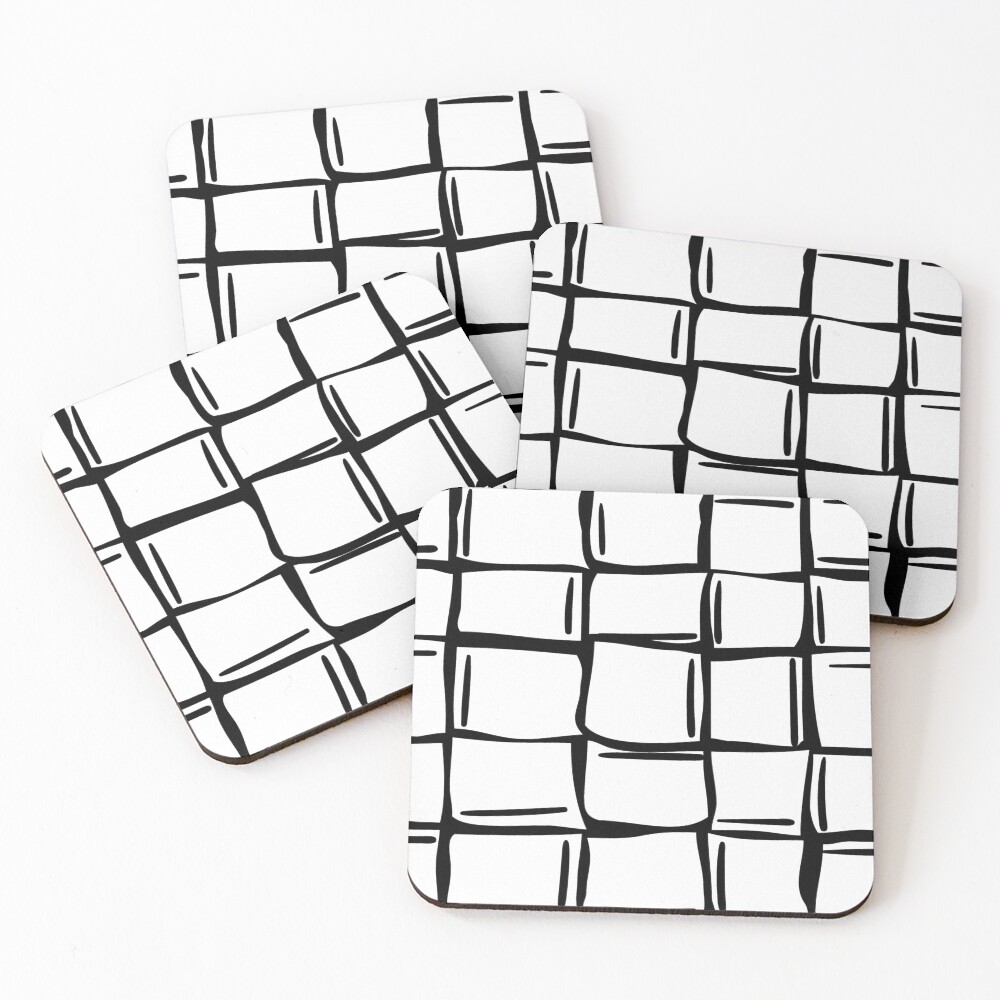 Black and white wonky ice cubes pattern Coasters (Set of 4)