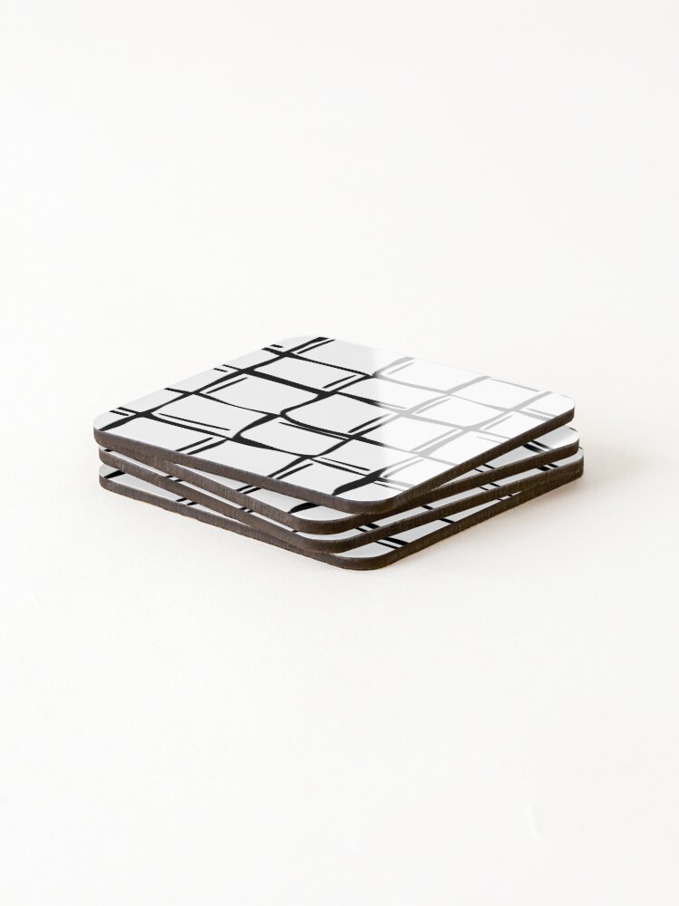 Alternate view of Black and white wonky ice cubes pattern Coasters (Set of 4)