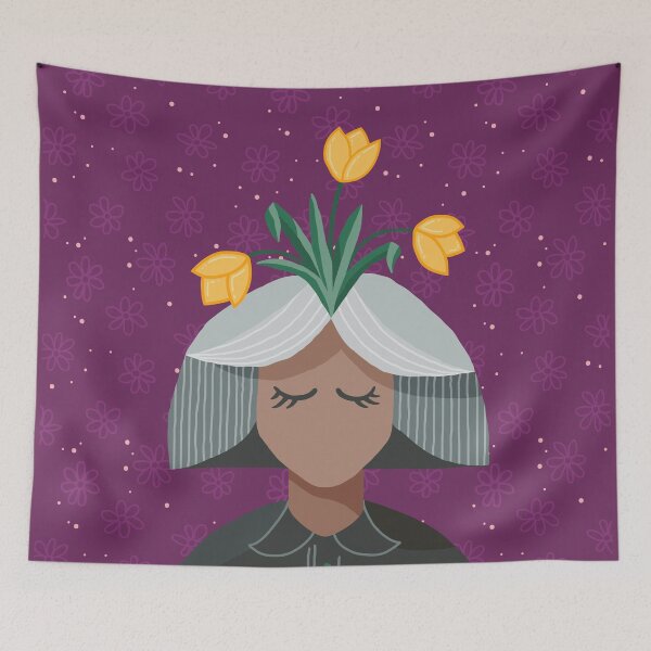 Item preview, Flower Girl Daydreamer Purple designed and sold by Ruby The Illustrator.
