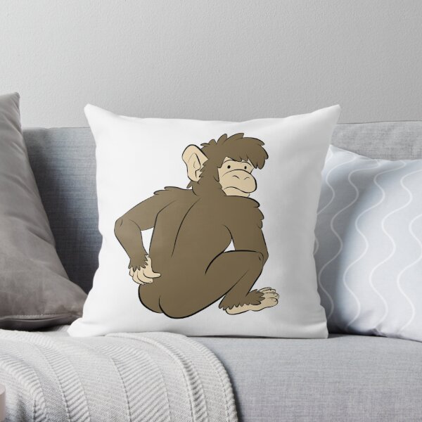 Monkey Butt Throw Pillow by Denrobcat Creations