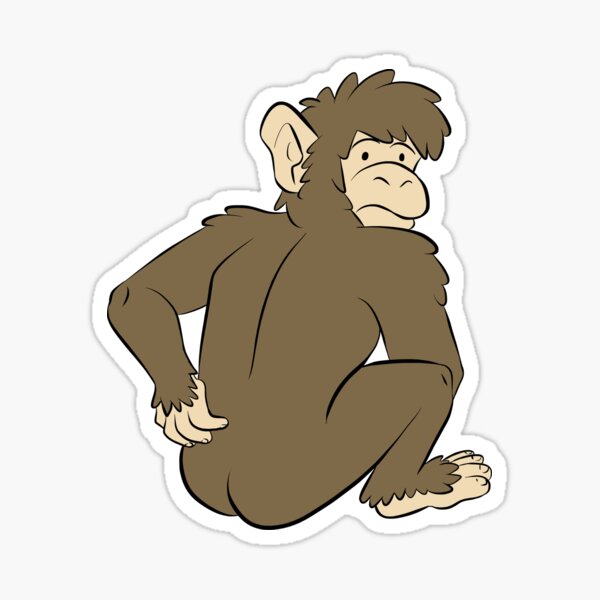 Monkey caught scratching butt Sticker