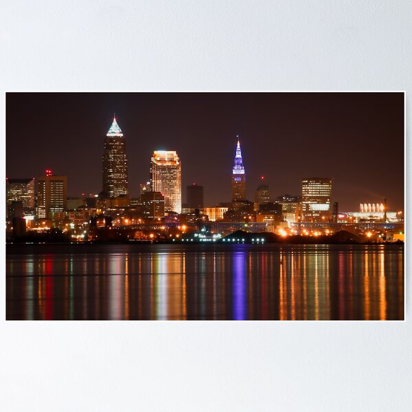 Cleveland with reflections on Lake Erie Poster