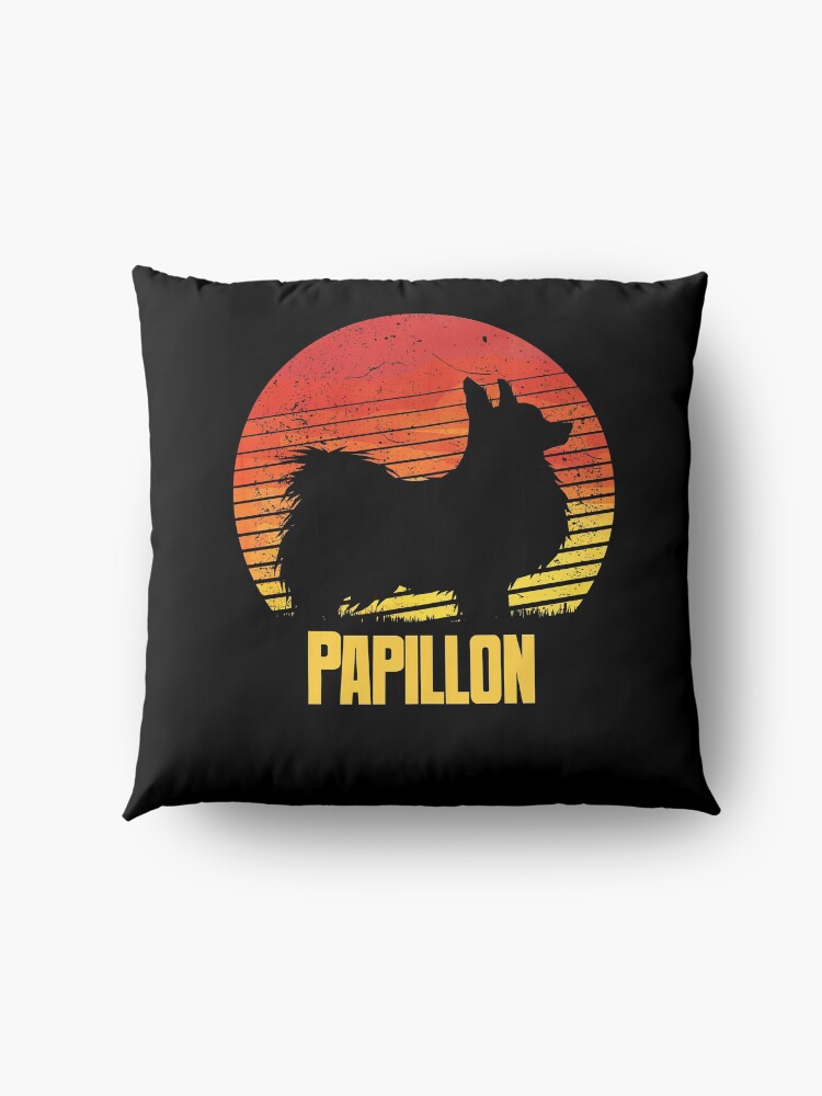Alternate view of Sunset Papillon - Cool Sunshine Dog Silhouette Of A Papillon Floor Pillow
