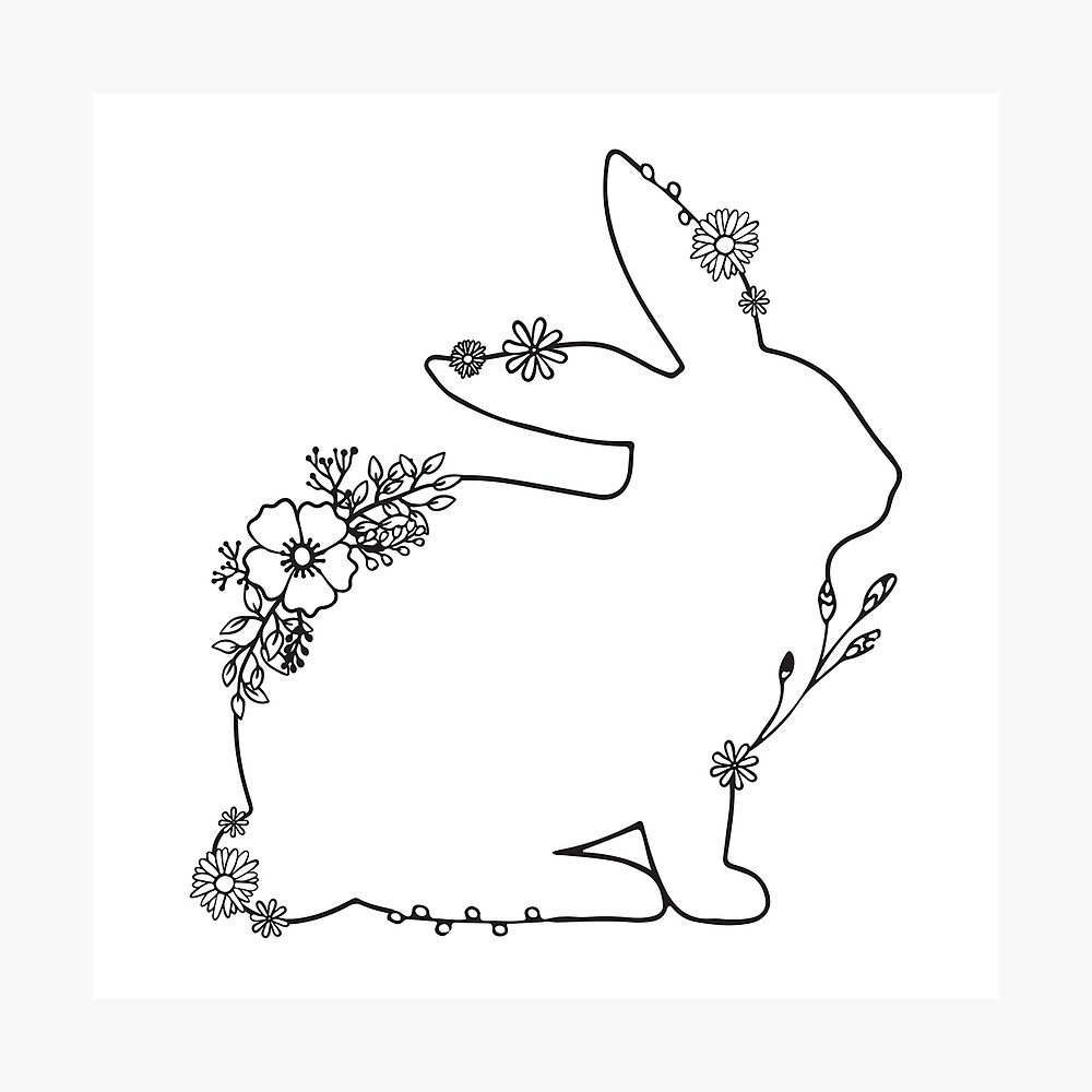 Floral Rabbit Drawing