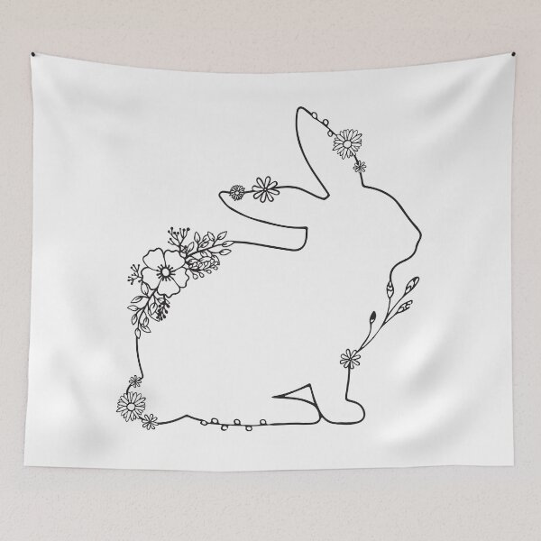 Item preview, Floral Rabbit Drawing designed and sold by aterkaderk.
