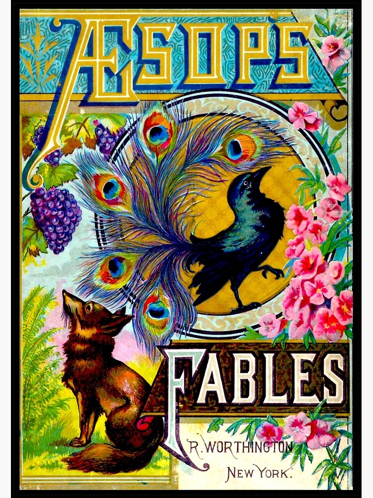 【Werbung vintage 】Aesop Antique 1800's Aesop Fables Decorative Cover Book, Vintage