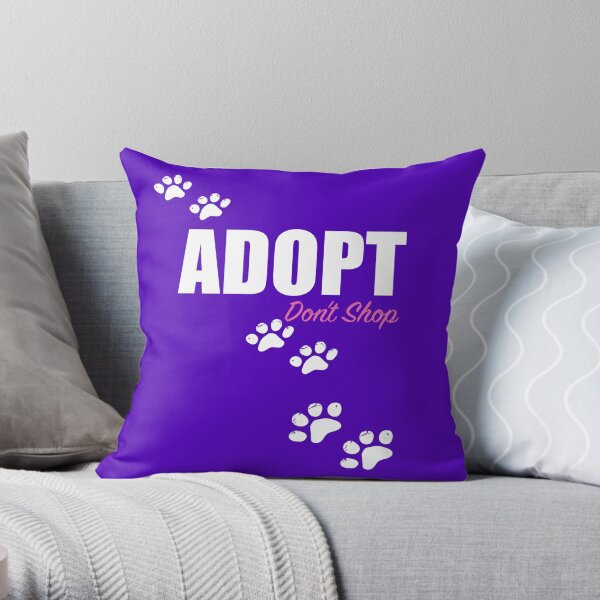 Adopt Don't Shop Paw Prints Throw Pillow