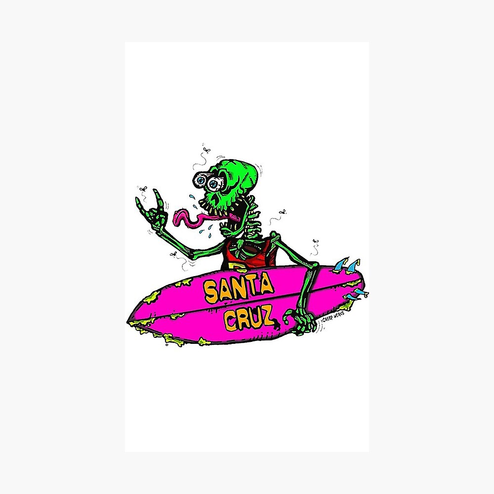 New Wave 80's style Santa Cruz Surfing Skeleton Rat Fink