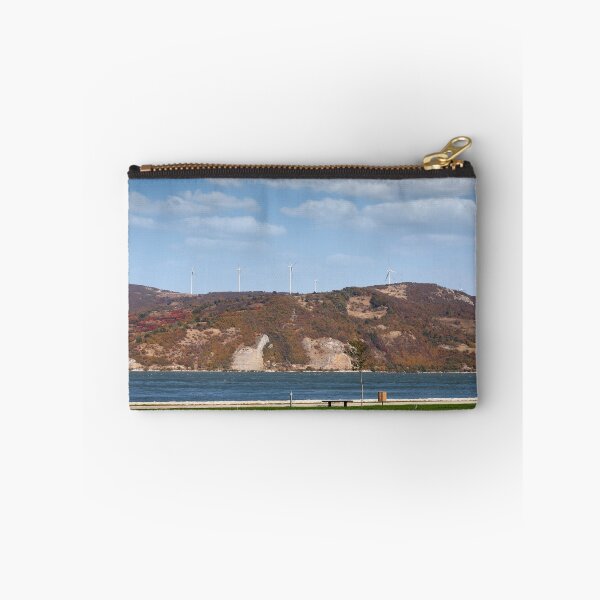Item preview, wind turbines on the hill and Danube river landscape Romania designed and sold by goceris.