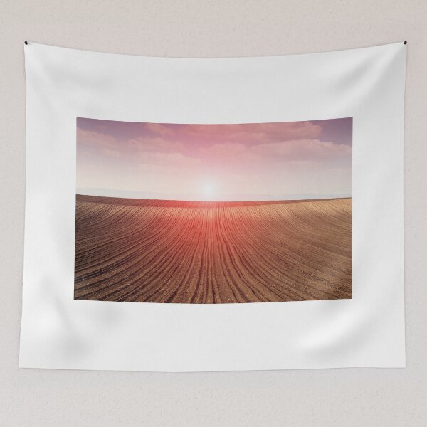 Item preview, sunrise above plowed field farmland landscape designed and sold by goceris.