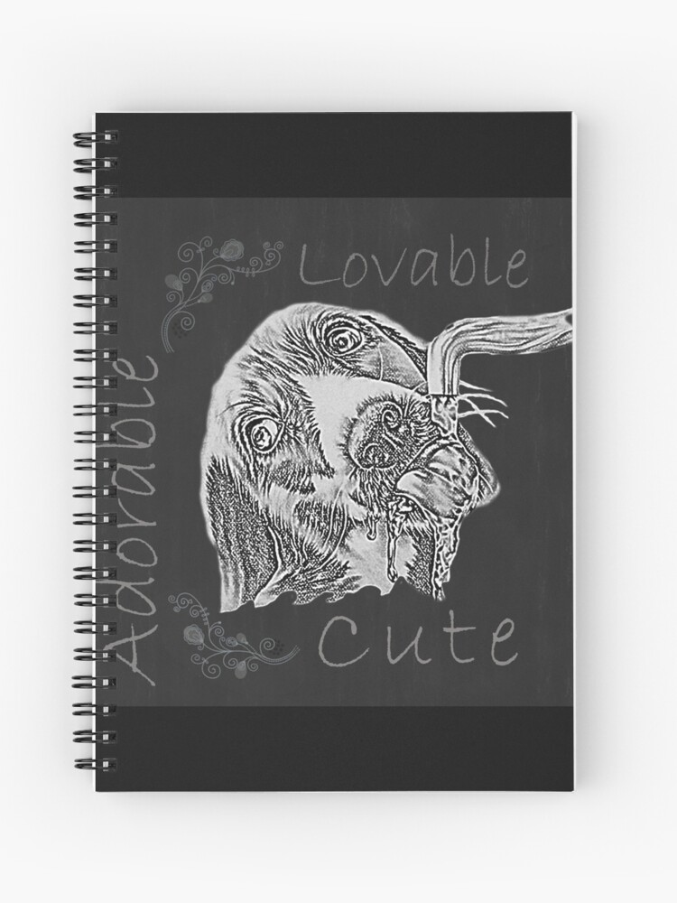 Chalk Drawing Of Dog Drinking Water From Faucet Spiral Notebook