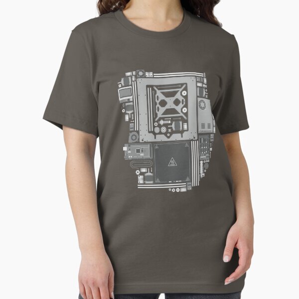 Vista previa del artículo con la obra «Camiseta de ingeniería de componentes de impresora 3D», diseñado y vendido por Clort.