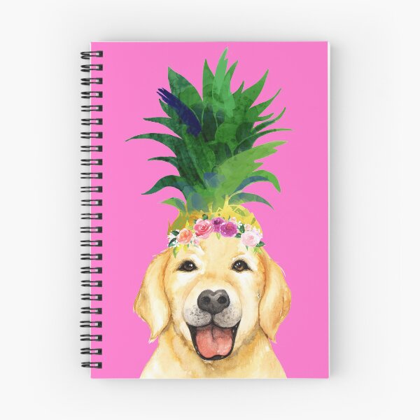 Item preview, Pineapple Flower Crown cute golden retriever labrador smiling Dog designed and sold by BubblynBloom.