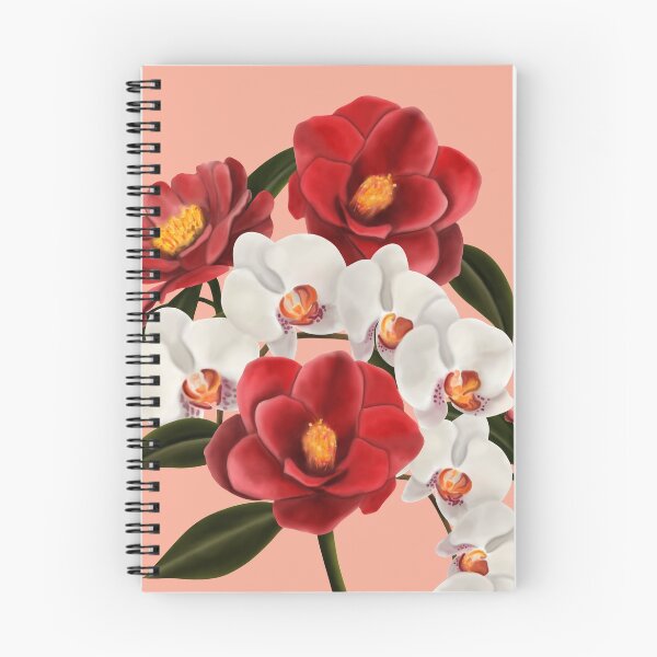 Item preview, Camellia and orchid bouquet on pink designed and sold by patternsbymira.