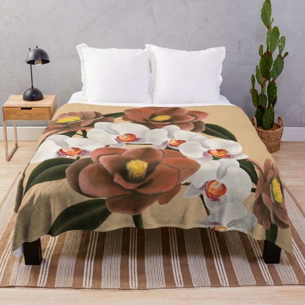 Item preview, Camellia and orchid bouquet in beige designed and sold by patternsbymira.