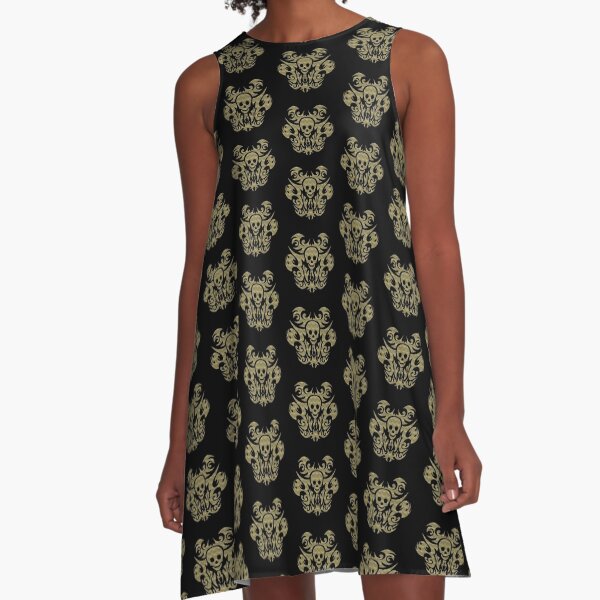 SKULL TRIBAL GOLDOPTIK A-Linien Kleid