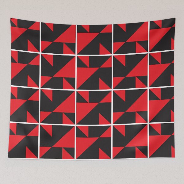 Item preview, Red and Black Square Triangle Abstract Quilt Pattern  designed and sold by infinitygrafix.