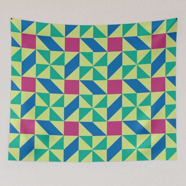 Item preview, Blue, Yellow, Green, and Magenta Square Triangle Abstract QuiltPattern  designed and sold by infinitygrafix.