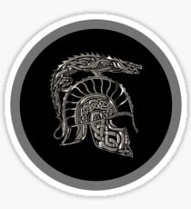 spartan silver helmet graphic pop socket sticker Sticker