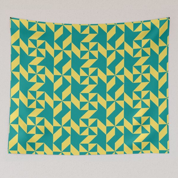 Item preview, Yellow and Green Square Triangle Abstract Quilt Pattern  designed and sold by infinitygrafix.