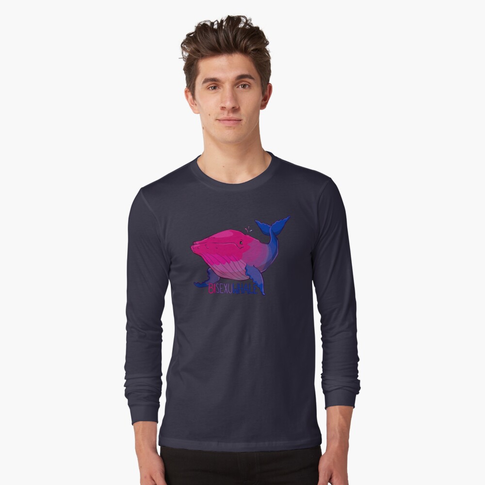 Bisexuwhale - with text Long Sleeve T-Shirt