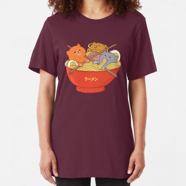 Ramen noodles and cats (HD) Slim Fit T-Shirt