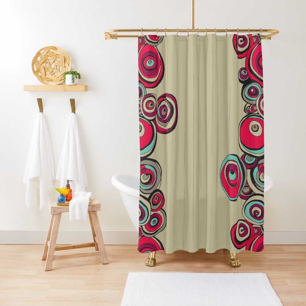 Zen circles II abstract round shapes on striped background Shower Curtain