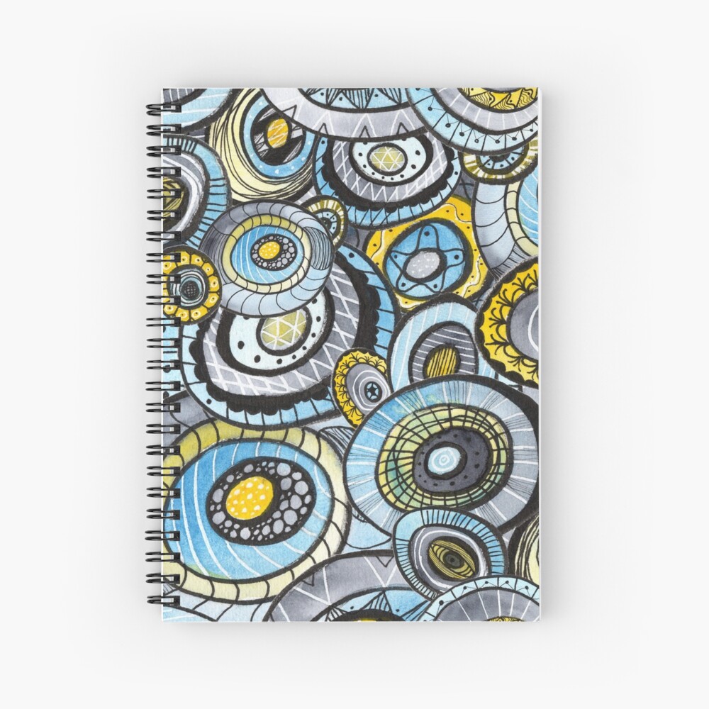 Zen circles I abstract round watercolor shapes with ink doodles Spiral Notebook