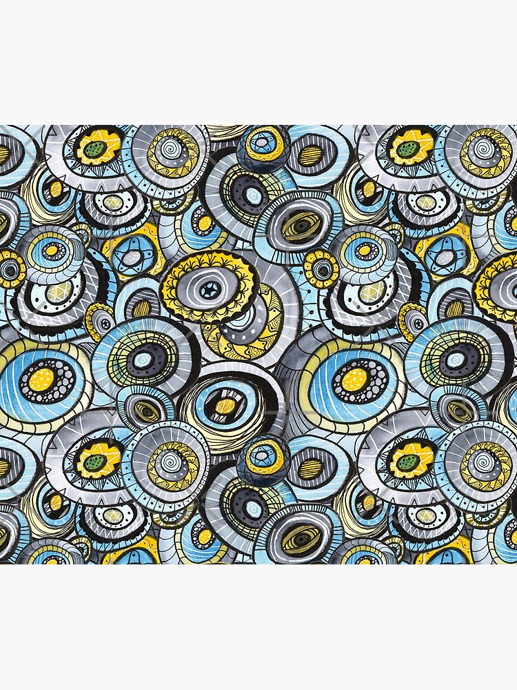 Zen circles I abstract round watercolor shapes with ink doodles by nobelbunt