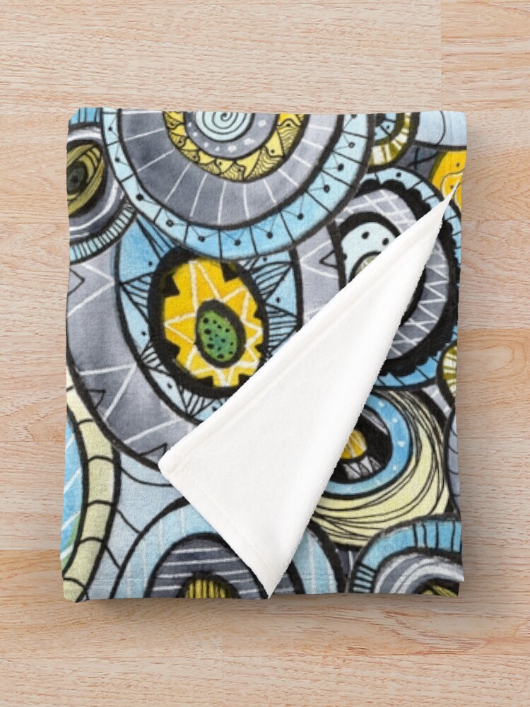 Alternate view of Zen circles I abstract round watercolor shapes with ink doodles Throw Blanket