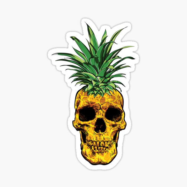 "Pineapple Head Skull Head Skeleton Funny Pineapple Gift" Sticker by