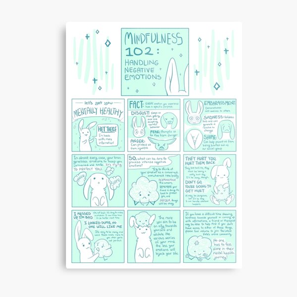Let's Get You Mentally Healthy: Mindfulness 102 Bunny Comic Metal Print