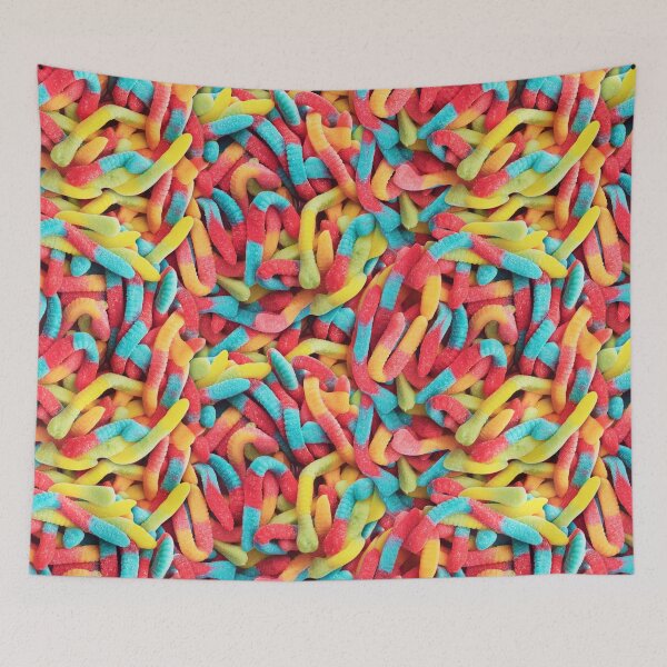Item preview, Neon Sour Gummy Worm Pattern designed and sold by patternsoup.