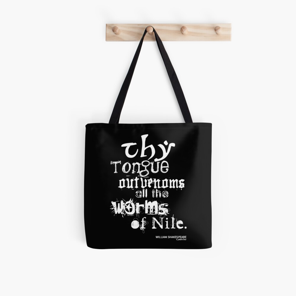Shakespeare's Cymbeline Worms Insult (White Text) Tote Bag