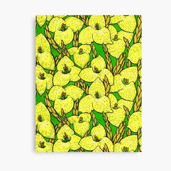 Yellow Green Puya Flowers Botanical Floral Pattern Canvas Print