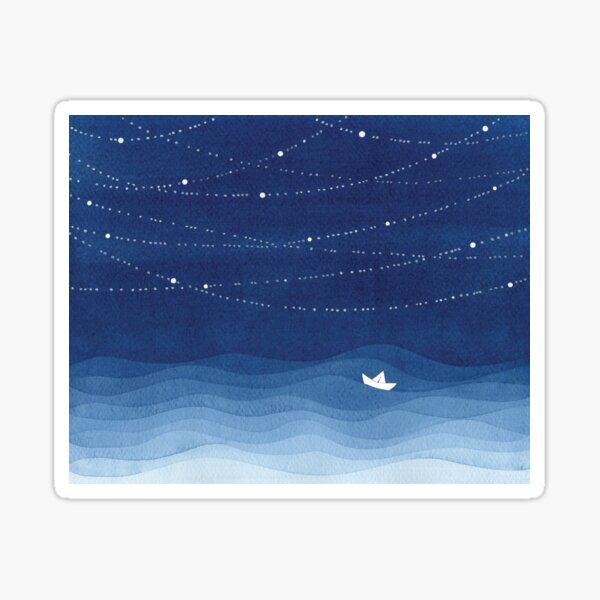 Vista previa del artículo con la obra «Guirnalda de estrellas 2, acuarela azul.», diseñado y vendido por VApinx.
