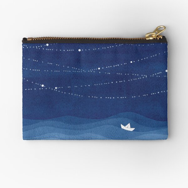 Garland of stars 2, blue watercolor Zipper Pouch