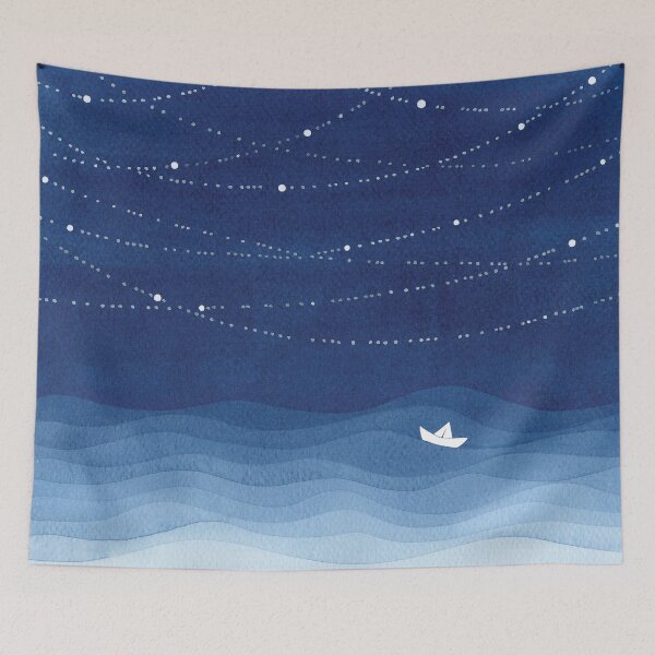 Item preview, Garland of stars 2, blue watercolor designed and sold by VApinx.