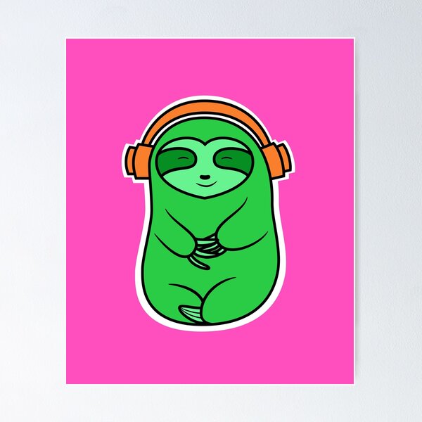 Item preview, Happy Green Sloth Listening to Music designed and sold by SubtleSplit.