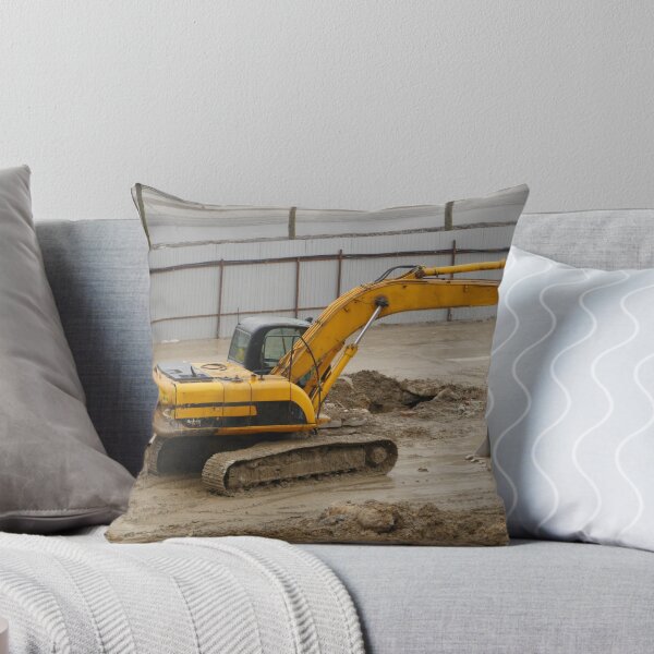 Item preview, yellow excavator at a construction site designed and sold by mrivserg.