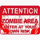 Zombie Area Enter At Your Own Risk Zombie Sign With Blood Splash Photographic Print By Alma Studio Redbubble
