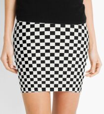 Lace Cap White and Black Classic Checkerboard Repeating Pattern Mini Skirt