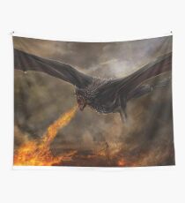 Daenerys' dragon Drogon setting the battlefield on fire. Wall Tapestry