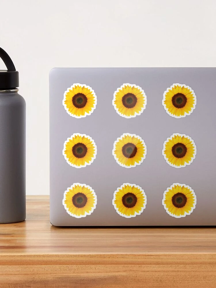 Half Sunflower Sticker 7inch, Clear Edge Yeti Sticker Water Bottle Sticker  Sunflower Sticker Cooler Sticker 