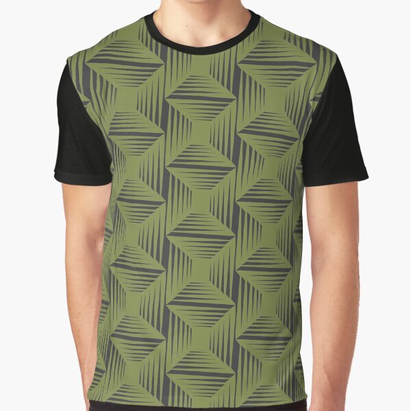 Aperçu de l'œuvre Motif abstrait de zèbre illusion d'optique noir et blanc avec fond terne olive créée et vendue par infinitygrafix.