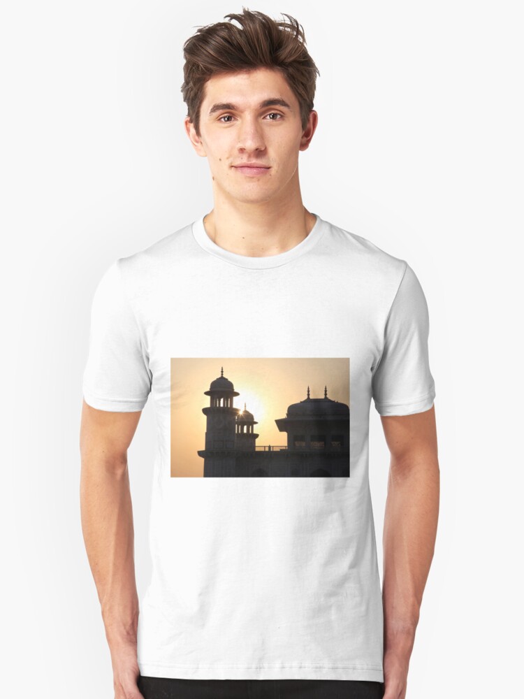 Alternate view of A Sunset Silhouette at the Itmad-ud-Daulah Mausoleum, Agra. Slim Fit T-Shirt