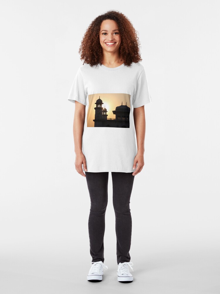 Alternate view of A Sunset Silhouette at the Itmad-ud-Daulah Mausoleum, Agra. Slim Fit T-Shirt