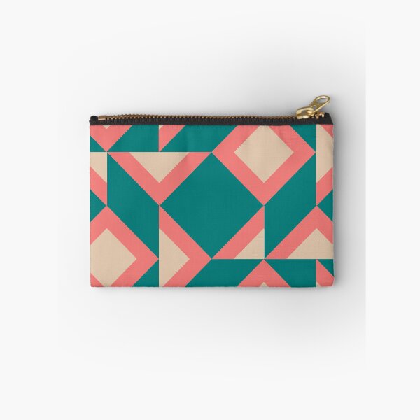 Item preview, Teal Salmon and Ivory Square Triangle Abstract Quilt Pattern  designed and sold by infinitygrafix.